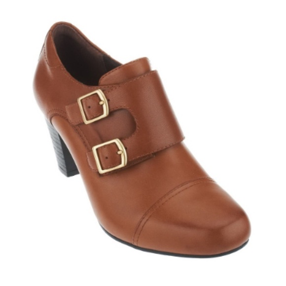 Clarks Shoes - Clarks Bendables Leather Oxford Heel Buckle Bootie